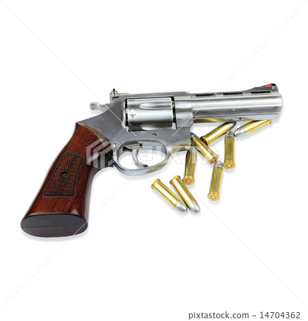 Gun and bullets on white background Gun and bullets on white background 14704362