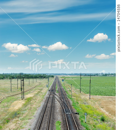two railroad to horizon and blue sky two railroad to horizon and blue sky 14704886