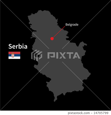 Detailed map of Serbia and capital city Belgrade with flag on black background Detailed map of Serbia and capital city Belgrade with flag on black background 14705799