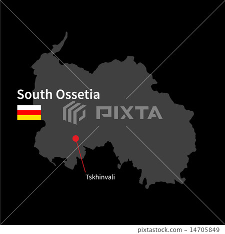 Detailed map of South Ossetia and capital city Tskhinvali with flag on black background Detailed map of South Ossetia and capital city Tskhinvali with flag on black background 14705849