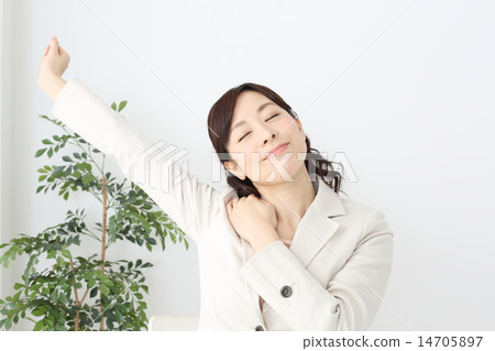 Business woman to close your eyes and stretch 14705897
