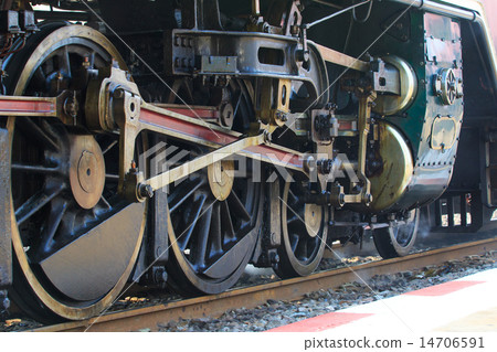 iron wheels of stream engine locomotive train  14706591