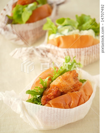 Fried fried & potato salad sandwich Fried fried & potato salad sandwich 14707492