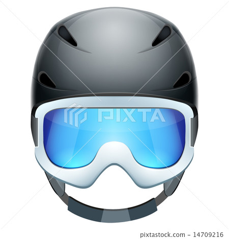 Front view of Classic Ski helmet and snowboard goggles.  14709216