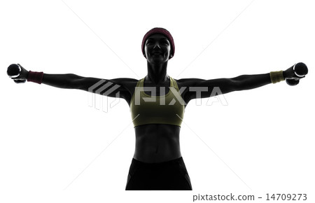 woman exercising fitness workout weight training silhouette woman exercising fitness workout weight training silhouette 14709273