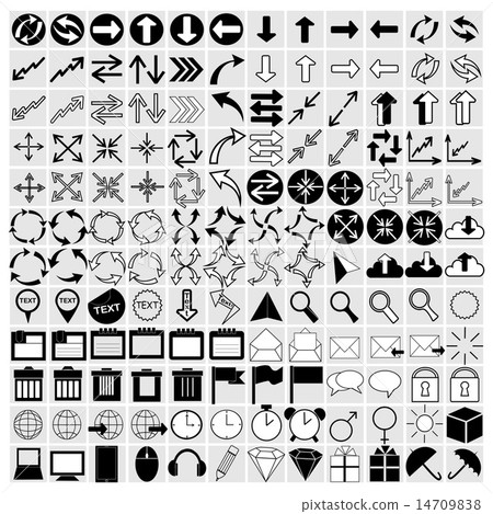 vector black universal web icons set on gray - Stock Illustration ...