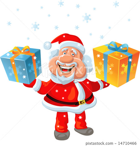 vector a happy Santa Claus holding a gift vector a happy Santa Claus holding a gift 14710466