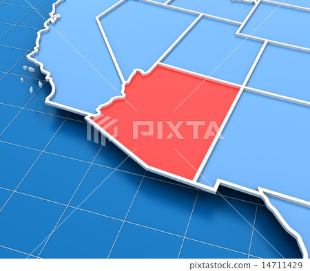 3d render of USA map with Arizona state… - Stock Illustration