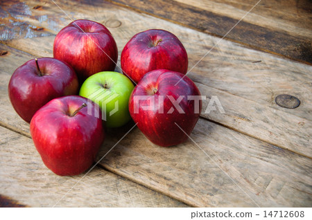 Apple on wooden background, Fruit or healthy fruit 14712608