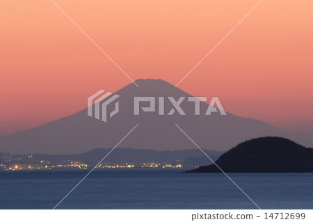 從千葉富士山和富士山的日落 14712699