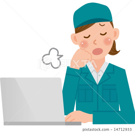 Worker lady personal computer sigh 14712933