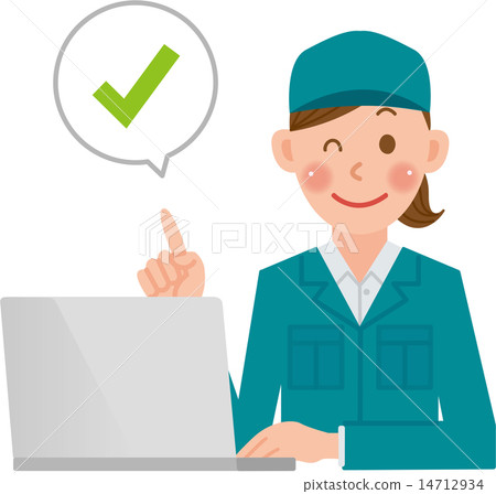 Worker woman personal computer check 14712934