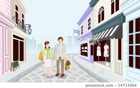 Shopping couple shopping street 14713004