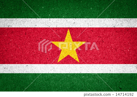 Suriname flag on paper background 14714192