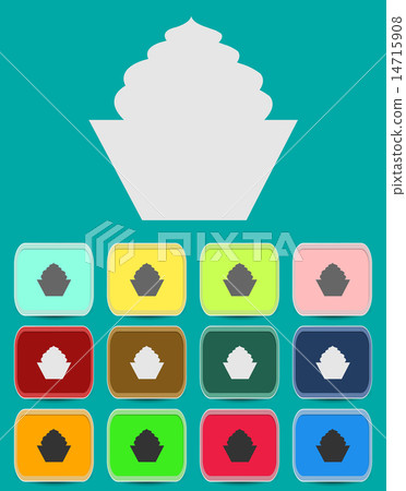 Cake sign icon. Round colourful 12 buttons Cake sign icon. Round colourful 12 buttons 14715908