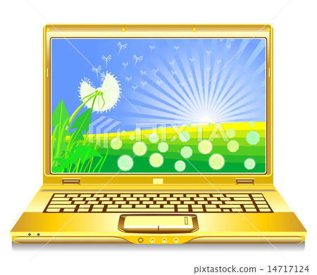 vector open gold notebook with field on the screen vector open gold notebook with field on the screen 14717124