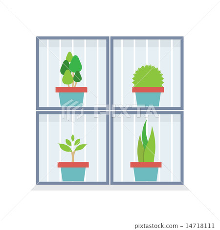 Flat Design Potted Plants In The Box 14718111