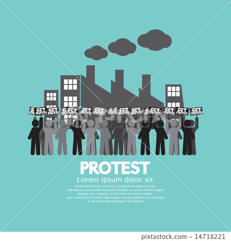 Group Of Workers Protest In Front Of The Factory 14718221