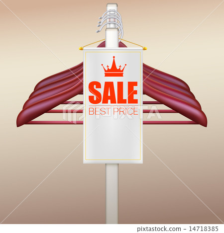 Wooden hangers with advertising label.  14718385