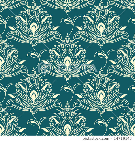 Indian styled floral ornament seamless pattern Indian styled floral ornament seamless pattern 14719143