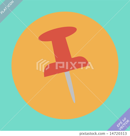 Push pin icon - vector illustration. Flat design 14720313