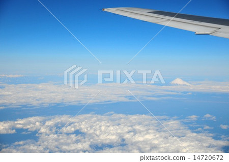 View of the clouds from the plane and Mt. Fuji 14720672