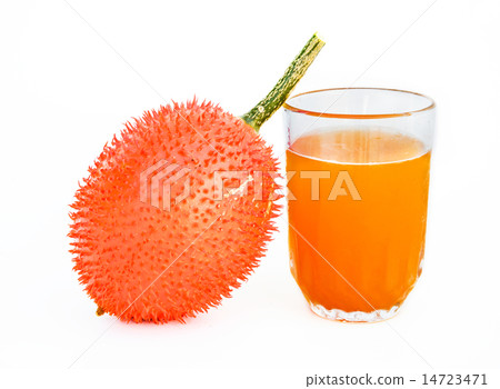 Gac fruit and juice isolated on white. 14723471