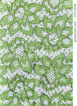 Beautiful green lace on the fabric Beautiful green lace on the fabric 14723600
