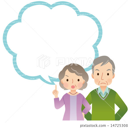警示的老年夫婦構成講話泡泡 14725308