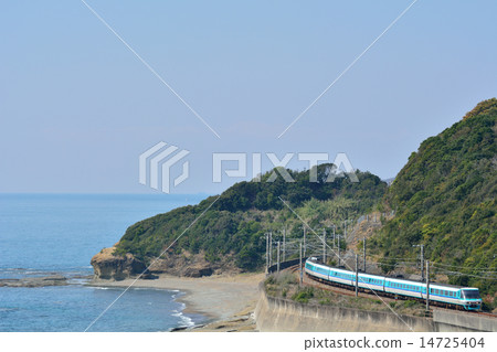 Limited express train running along the coast of the Kisigami main line 14725404