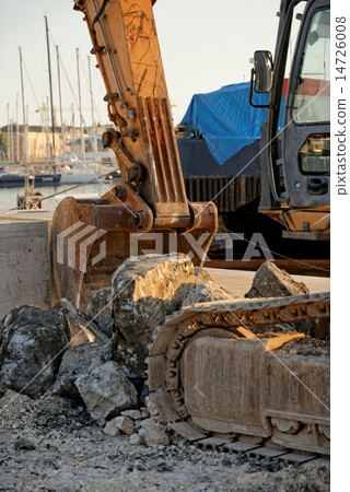 Industrial interior with bulldozer inside Industrial interior with bulldozer inside 14726008