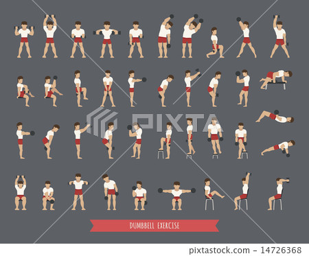 Set of dumbbell exercises 14726368