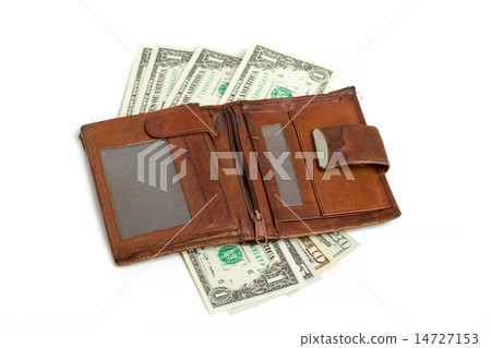 leather wallet with money 14727153