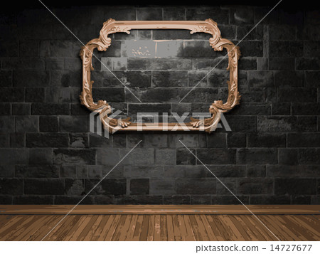 vector illuminated stone wall and frame vector illuminated stone wall and frame 14727677