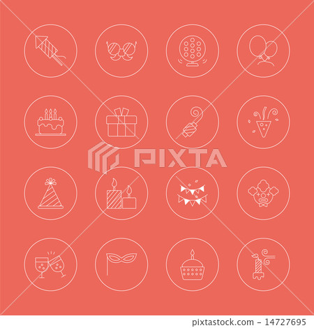 Birthday line icon set Birthday line icon set 14727695