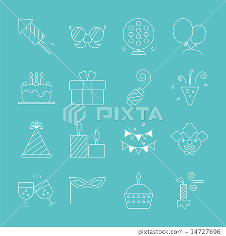 Birthday line icon set Birthday line icon set 14727696