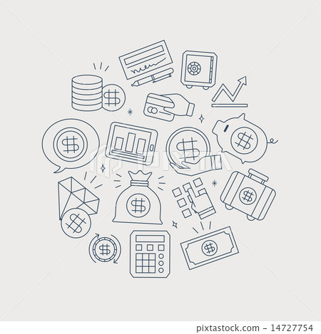 Business finance line icon circle set - Stock Illustration [14727754 ...