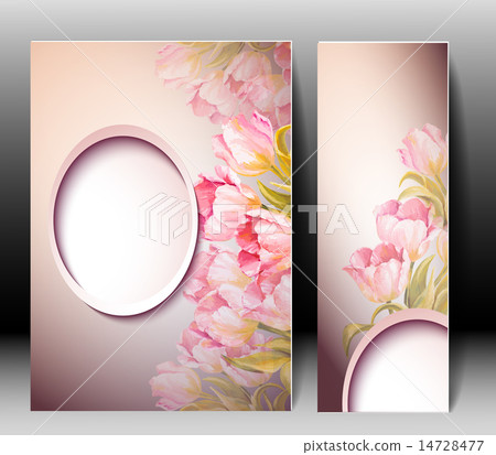 Spring flowers invitation template card 14728477