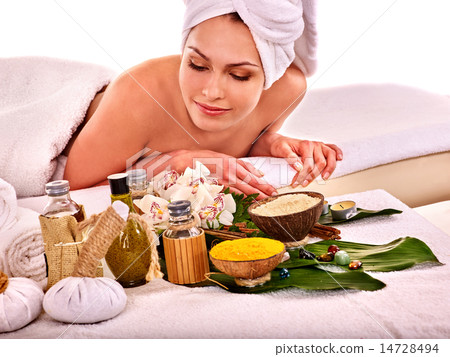 Woman getting spa treatment outdoor. 14728494