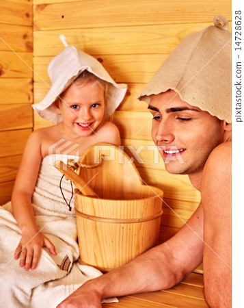 Family with child relaxing at sauna. Family with child relaxing at sauna. 14728628