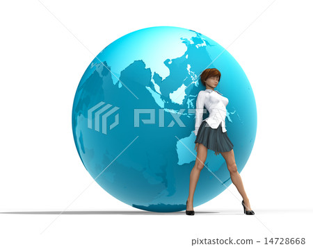 A woman leaning against the earth 14728668