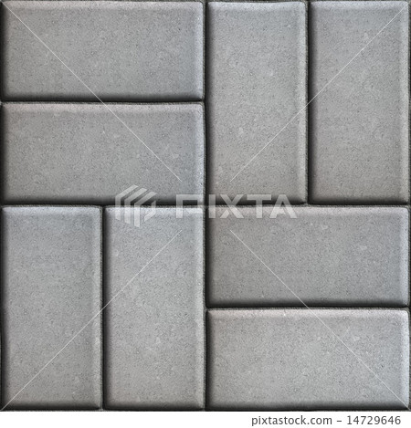 Gray Paving Slabs of Rectangles Laid Out on Two Pieces Perpendicular to Each Other. 14729646