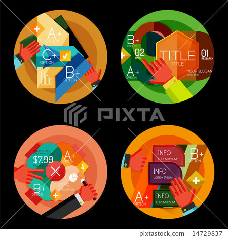 Set of option presentation labels, flat design web infographic boxes Set of option presentation labels, flat design web infographic boxes 14729837
