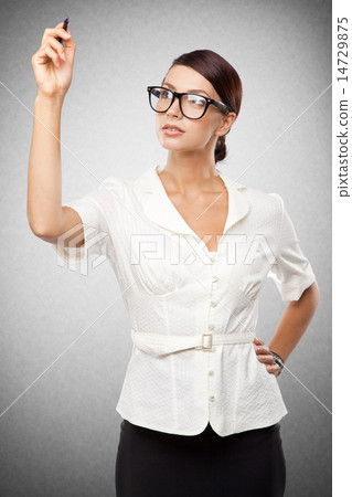 Strict woman in large glasses 14729875
