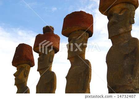 Moai in Easter Island Chilean Anakena Beach 14732407