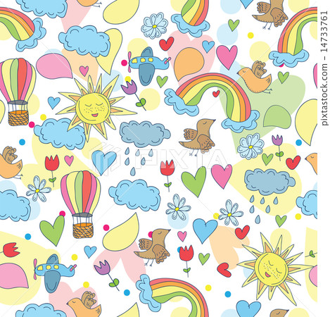 Doodle seamless patternan 14733761