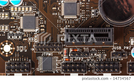 Digital components on computer mainboard 14734567