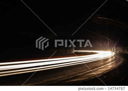 Light tralight trails in tunnel 14734787