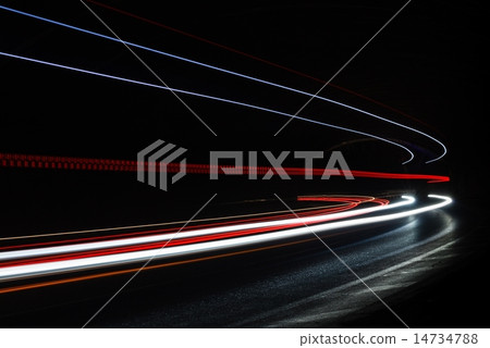 Light tralight trails in tunnel 14734788