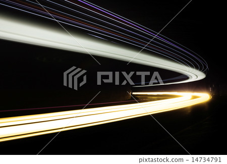 Light tralight trails in tunnel 14734791